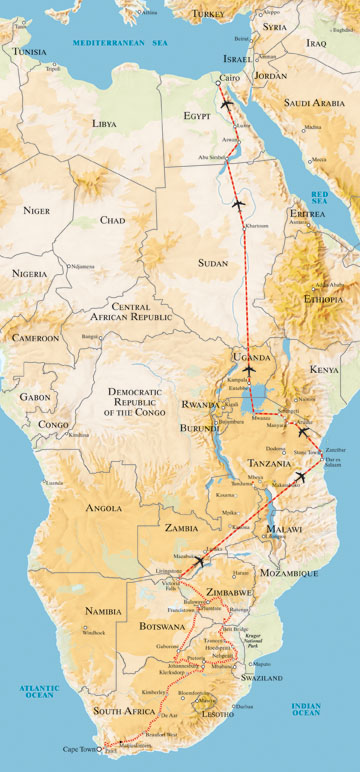 Map Rovos Cape to Cairo