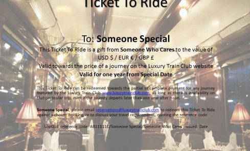 Ticket To Ride Gift Voucher