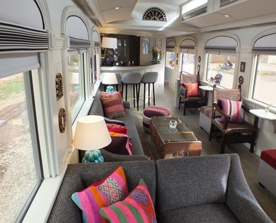 Luxury Train Peru Belmond Andean Explorer piano bar and lounge 