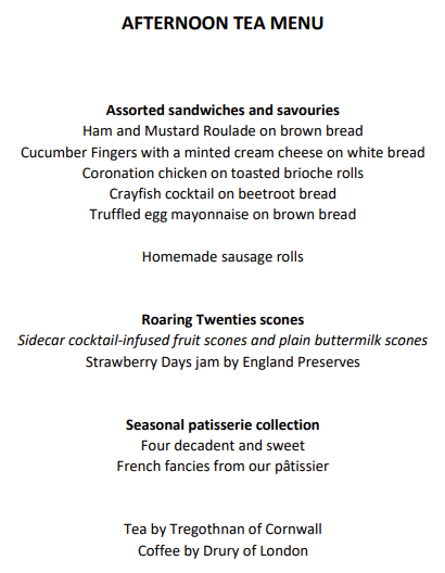 British Pullman Menus Afternoon Tea Luxury Train Club