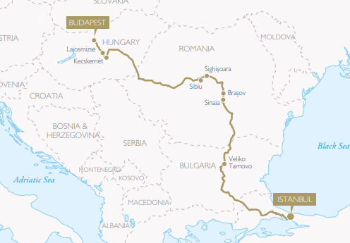 Danube Express Castles of Transylvania map Luxury Train Club