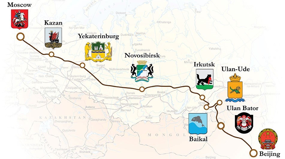 Imperial Train Moscow / Beijing route map