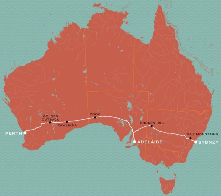 Indian Pacific map Luxury Train Club