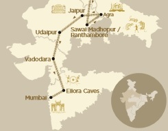 Deccan Odyssey Luxury Train Club Indian Odyssey map