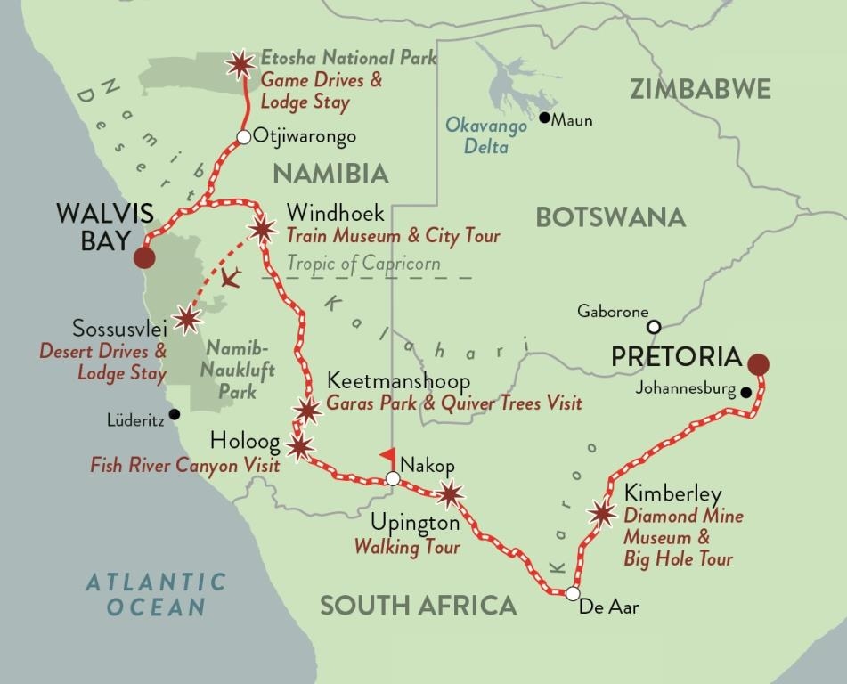 Rovos Pride of Africa Namibian Journey Map Luxury Train Club