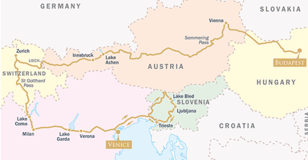 Danube Express Grand Alpine Express Map Luxury Train Club